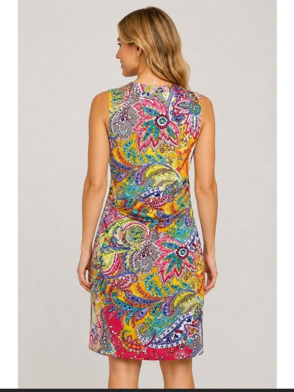 Ralph Lauren Multicolor Paisley Midi Dress Green Label Sleeveless Slit Size 4 - Picture 2 of 13